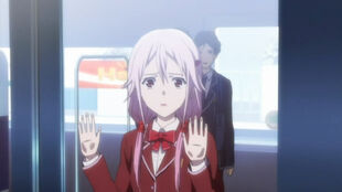 Inori looks in dismay as Shu is captured