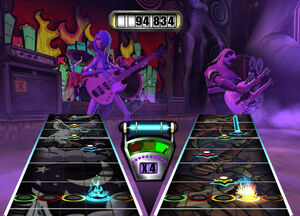 Bass guitar in cooperative gameplay in Guitar Hero II, along with characters  and .