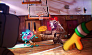 Gumball getting hit by a basketball