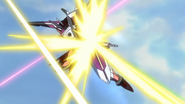 Justice Gundam Shield Blocking Projectiles 01 (SEED HD Ep39)