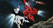 Beam Saber kicked out of hand by Sazabi