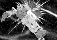 Modified GM II with Gundam-like head swinging a beam saber (The Truth of E.F.F. , Vol2)