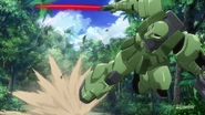 Customized Gunpla of the Borjarnon Gavane Goonny Custom escaping an attack (Ep 7)