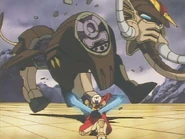 Being defeated by Tantra Gundam.