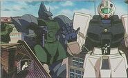 A Federation's GM Command surrendered to Zeon's Gelgoog Marine as seen on Mobile Suit Gundam Gihren’s Greed