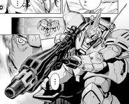 Gelgoog Marine Commander Type aiming MMP-R-00D Electromagnetic Induction Projection Rifle (from Gundam 0083 Rebellion manga)