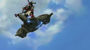 Bottom, damaged by enemy attack while carrying the Buster Gundam