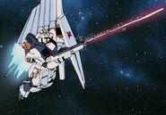 ν Gundam fires Beam Rifle