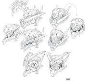Old GQuuuuuuX head iteration used as the 01 Gundam's head inspiration (Gundam GQuuuuuuX -Beginning- Design Works)