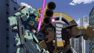 Attacking Zeon Remnants' MSM-04G Juaggu with Beam Saber