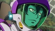 Tatsu, whose personality has turned into a psychotic, battle-mad pilot upon playing Gunpla Battle.