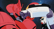 Nu Gundam punches Sazabi