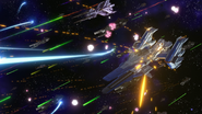 Kusanagi fighting alongside another Izumo class