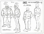 Gene and Denim's original settei sheet as created by Yoshikazu Yasuhiko, revised from an earlier 1978 draft.