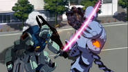 Blocked MSA-003 Nemo beam saber attack