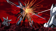 Blitz Gundam struck by "Schwert Gewehr" Anti-Ship Sword (The Turning Point, HD Remaster)