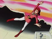 ...until she was blown off by the missile's exhaust blast