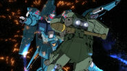 Geara Zulu (right) battles with EFF's RGZ-95 ReZEL