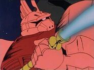 Head and torso close-up of Char's Gelgoog, with Twin Beam Sword in hand (Mobile Suit Gundam anime)