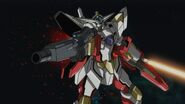 Aiming GN Buster Rifle in Gundam Mode