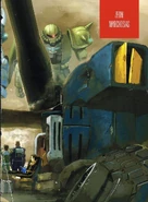 Guntankwreckage.jpg (115 KB) Zeon's Marchosias MS regiment with a wreckage of Guntank