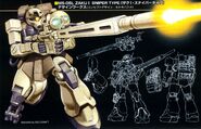 1/144 HGUC MS-05L Zaku l Sniper Type (2006): line art and color art