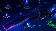 Deployed alongside other mobile suits and a Salamis Kai-class (Mobile Suit Gundam U.C. ENGAGE)