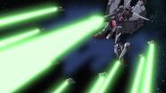 Beam barrage from MA-BAR78F High-Energy Beam Rifle and all the DRAGOONs (The Final Power, HD Remaster)