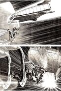 Slicing a Komusai attempting atmospheric entry (Manga)