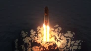 Galcezon launching with solid rocket boosters
