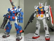 GFF #0000 "FA-78-1 Full Armor Gundam [Frame Model] (Blue Color Ver.)" figure (2008): product sample (left) with parts convertible to "RX-78-2 Gundam 'Ver. Ka'" figure (right)