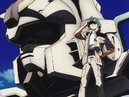 Gundam Ground Type (Desert Equipment): head close-up with Shiro Amada