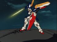 Wing Gundam breaking into the New Edwards Base missile silo.