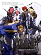 Plutone with three of the 2nd generation Gundam Meisters