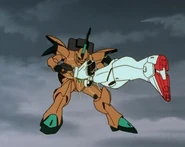 Hit by LM312V04 Victory Gundam's ejected lower body