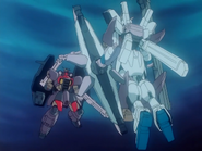 Caught by Gundam Ashtaron's Atomic Scissors