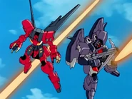 GundamX-VirsagoAndAshtaron.jpg (149 KB) Gundam Ashtaron with Beam Spear (crossbow form) fighting alongside Gundam Virsago in mid-air (from After War Gundam X TV series episode 21)