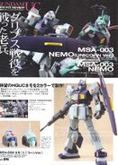 1/144 HGUC MSA-003 Nemo (Unicorn Ver.) modeled by Gansuke and 1/144 HGUC MSA-003 Nemo modeled by Toshio Iwata