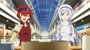 Aila and Reiji at the meat bun stall