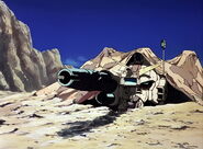 Gundam Ground Type (Desert Equipment) sniping with Beam Rifle (with snorkel camera extended)