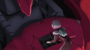 Arlette removing a part of Sazabi's psycoframe (In Mobile Suit Gundam Twilight Axis- Red Blur)