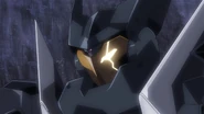 Head close up, with left luminescence facial pattern lighting up (Broken Wings)