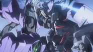 Gundam AGE-2 Dark Hound destroying the Danazine