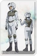 In Celestial Being pilot suit (A.D. 2312)