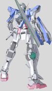 Fan art CG of Gundam Exia Repair II, back view.