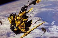 Wreckage floating near Earth (Gundam Fix pictorial by Hajime Katoki)