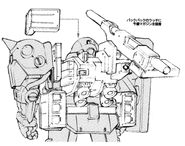 RMS-106C - Hi-Zack Cannon with Armor Unit - Back View Lineart