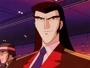 Ulube apprehending the Kasshu Family in attempt to seize the Devil Gundam.