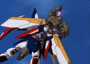 Rear view while battling a OZ-06MS Leo