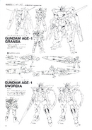 Gundam AGE-1 Swordia and Glansa Lineart